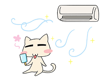 冷房で涼むネコ